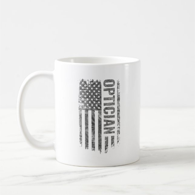 Optician USA Flag Distressed design Coffee Mug (Left)