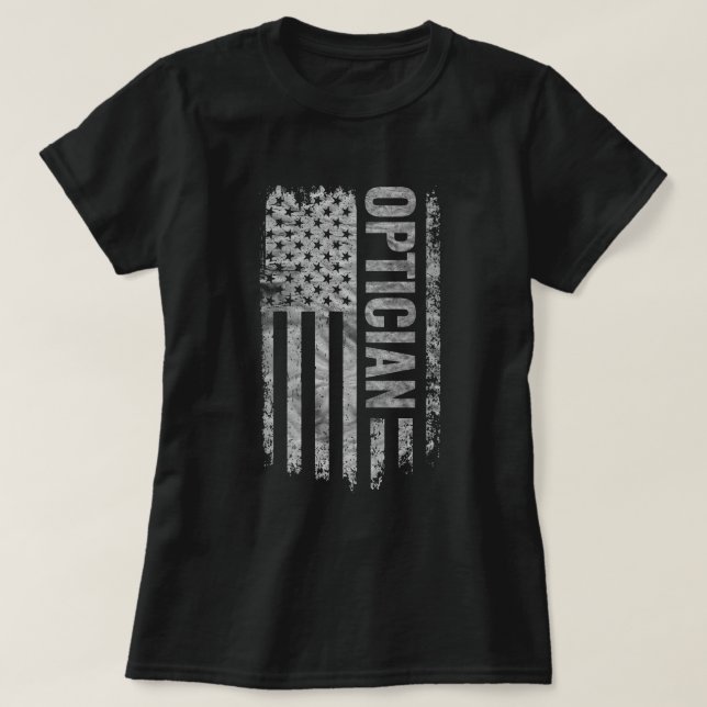 Optician USA Flag Distressed design T-Shirt (Design Front)