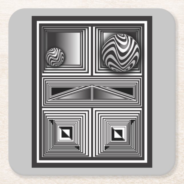 Optics thru Shapes  Square Paper Coaster (Front)