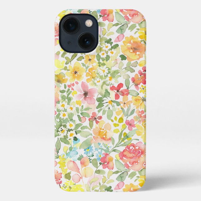 Optimism - vivid watercolor floral iPhone case (Back)