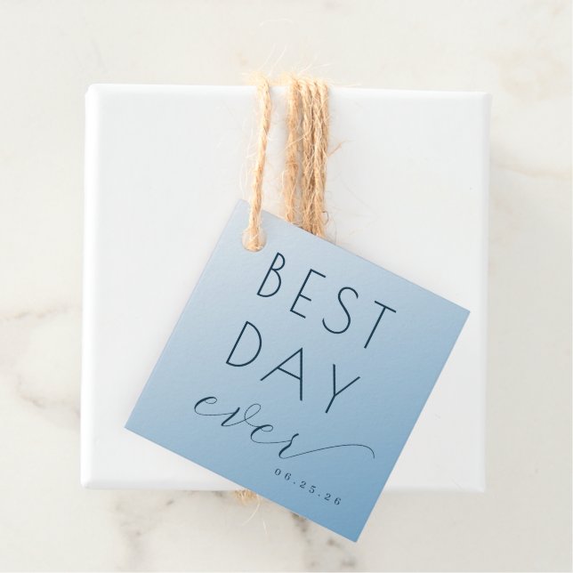 Optimistic Blue Minimalist Wedding Favor Tag (In Situ)