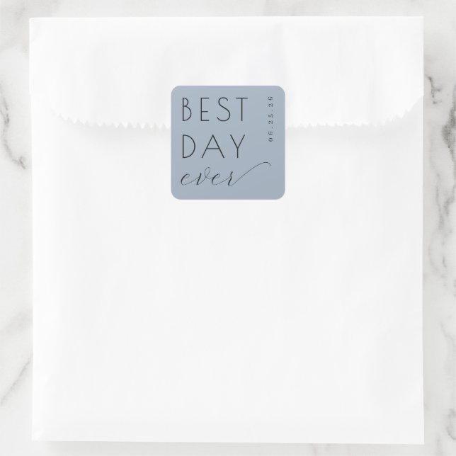 Optimistic Light Blue Contemporary Wedding Sticker (Bag)