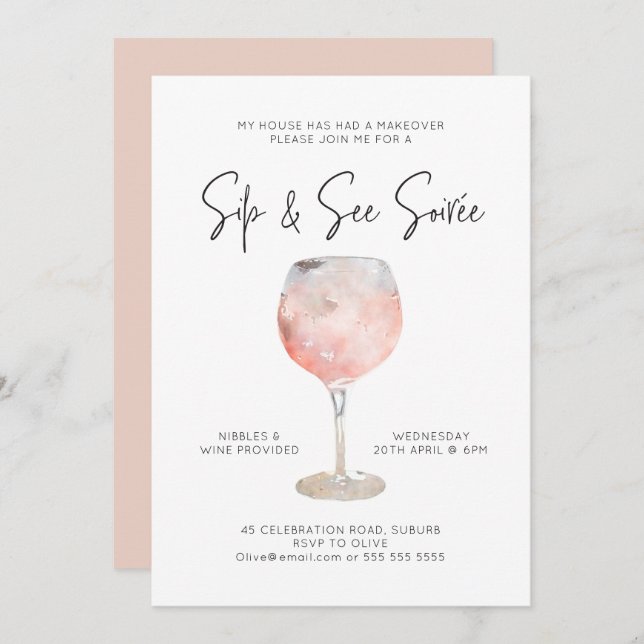 Option 1: Sip & See Soiree  Invitation (Front/Back)