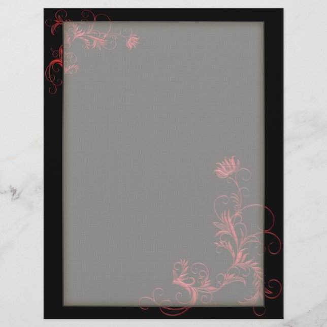Optional Lines Letterhead Red Floral Black Frame (Front)