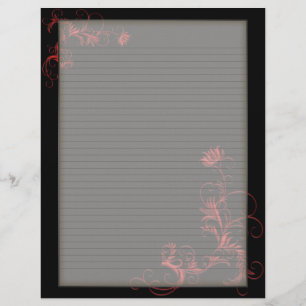 Optional Lines Letterhead Red Floral Black Frame