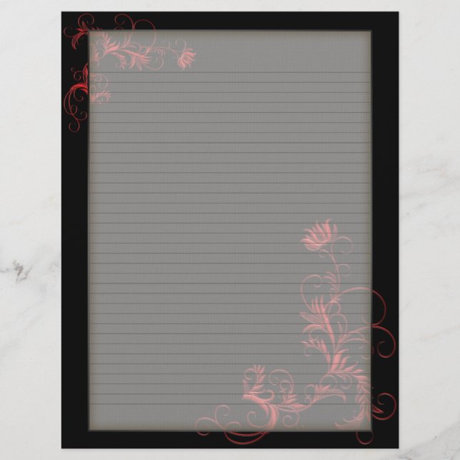 Optional Lines Letterhead Red Floral Black Frame (Front)