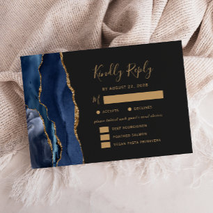 Options de repas en agate dorée Navy pour RSVP de