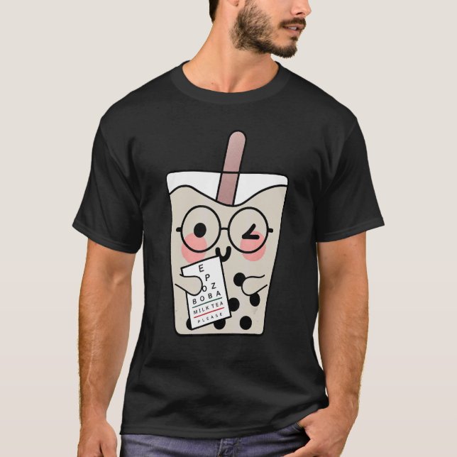 Optometrist Boba Tea Eye Chart Ophthalmic Technici T-Shirt (Front)