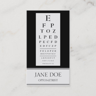 Optometrist Chart Stripes Black Business Card