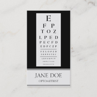 Optometrist Chart Stripes Black Business Card