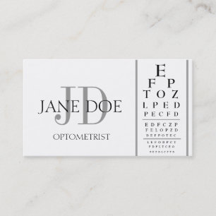Optometrist Chart White/Silver Stripes Business Card