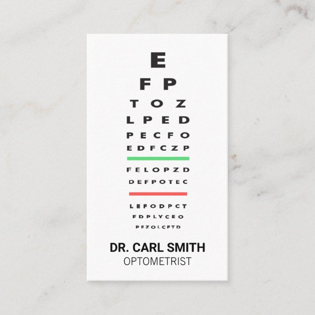 Optometrist | Doctor | Eye Exam Chart Appointment Card (Front)