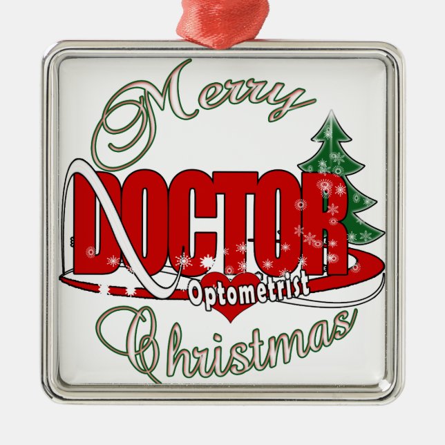 OPTOMETRIST DOCTOR MERRY CHRISTMAS METAL ORNAMENT (Front)