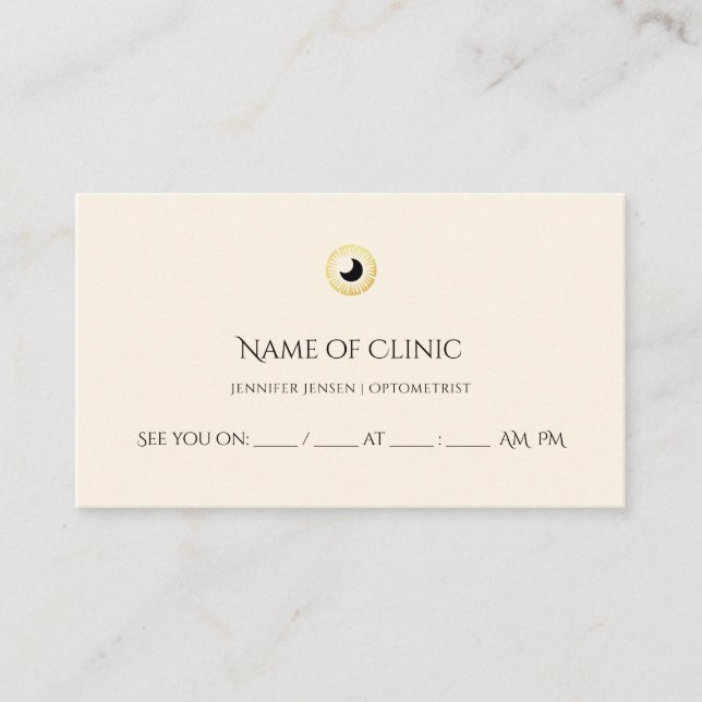 Optometrist Elegant Gold Iris Eye Appointment Card (Front)