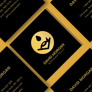 Optometrist Eye Doctor Black And Gold Square Business Card