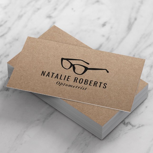 Optometrist Eye Doctor Glasses Optician Kraft Business Card (Creator Uploaded)