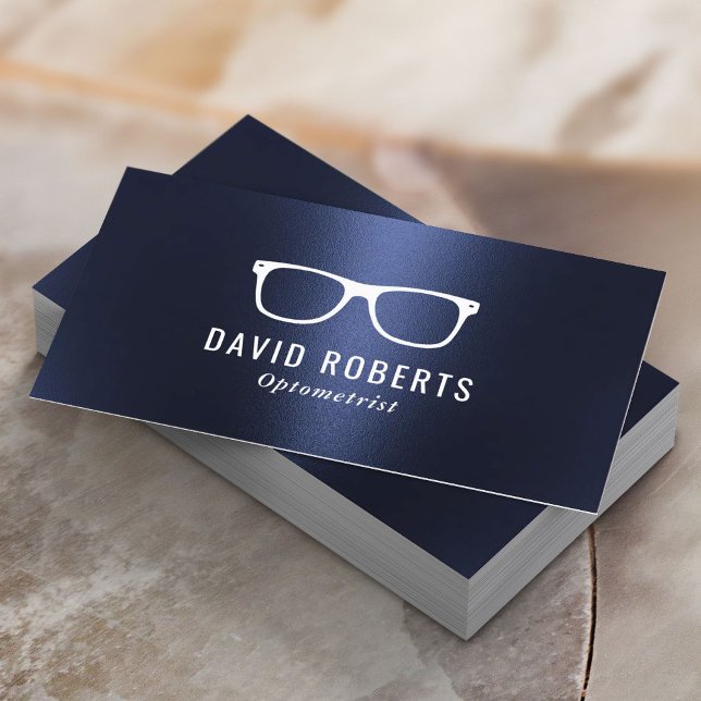 Optometrist Eye Glasses Modern Navy Blue Business Card (Creator Uploaded)