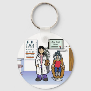 Optometrist - Female Cartoon by PrintedPerfection Keychain