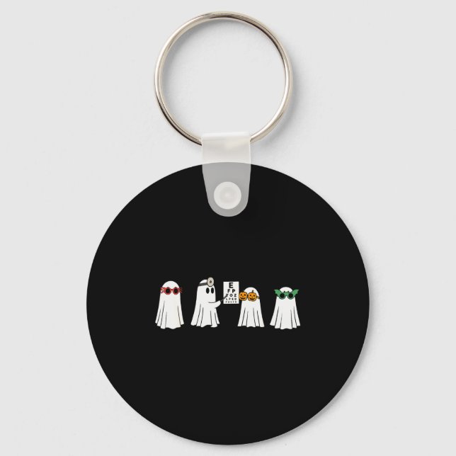 Optometrist Ghost Boo Center Halloween Optician  Keychain (Front)