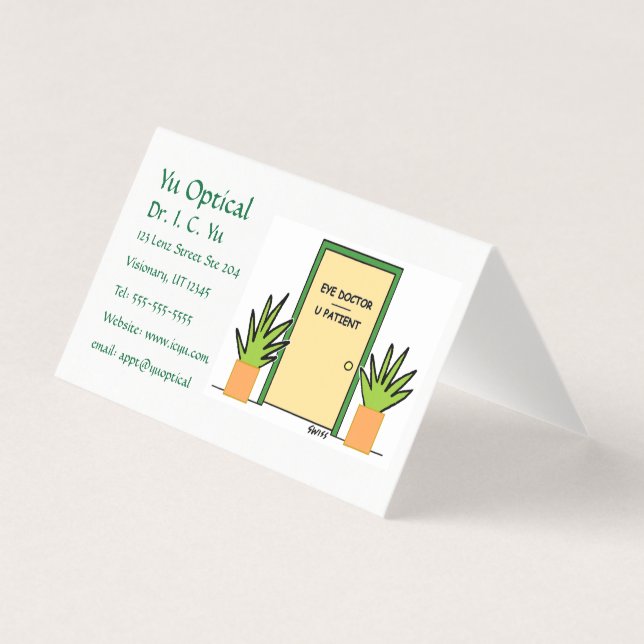 Optometrist Ophthalmologist Cartoon Appointment  Business Card (Front)