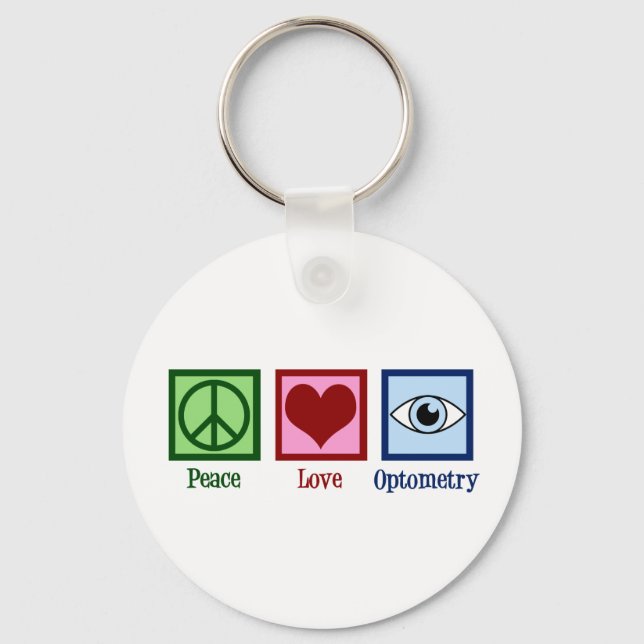Optometrist Peace Love Optometry Blue Eye Doctor Keychain (Front)
