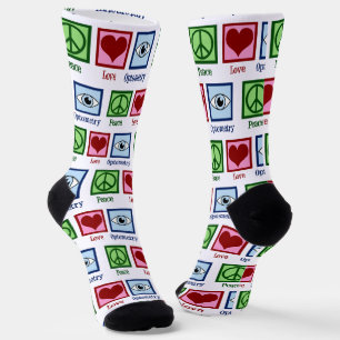 Optometrist Peace Love Optometry Eye Doctor Card Socks