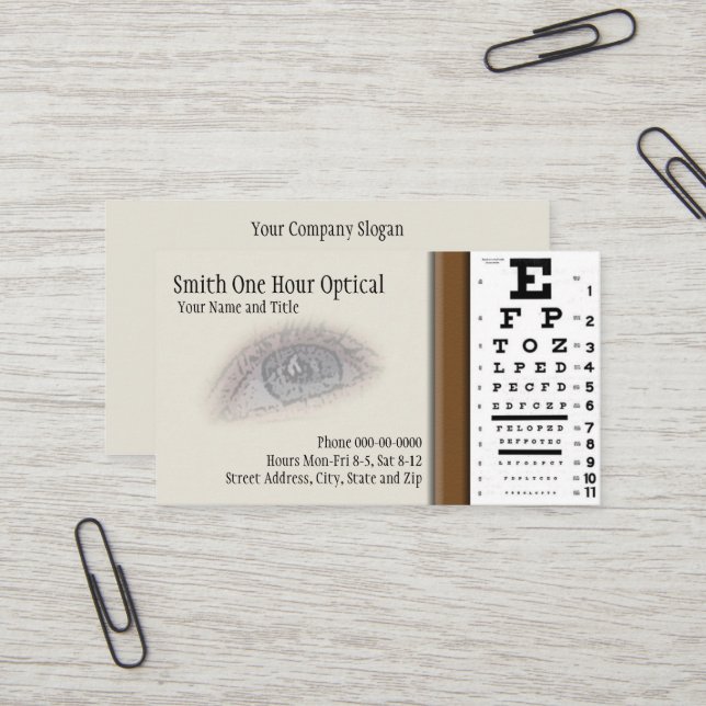 Optometrists Business Card (Front/Back In Situ)