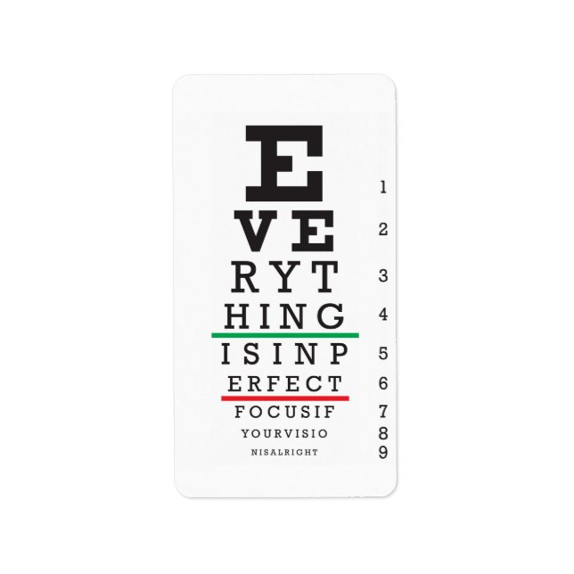 Optometry Eye Chart Illustration Label (Front)