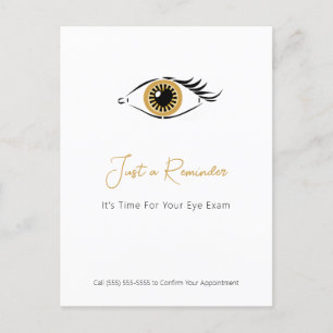 Optometry Eye Exam Gold Appointment Reminder Postcard