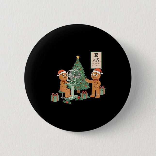 Optometry Gingerbread Christmas Optician Sight Squ 2 Inch Round Button (Front)