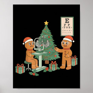 Optometry Gingerbread Christmas Optician Sight Squ Poster