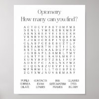 Optometry Office Themed Word Search Poster