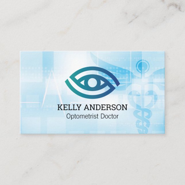 Optometry Stylized Eye Logo | Medical Doctor Business Card (Front)