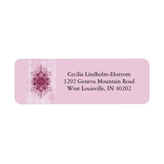 OPULENCE DAMASK: SNOWY PINK FROST RETURN ADDRESS LABEL