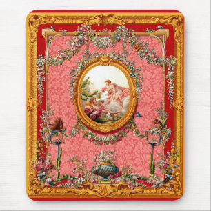 opulent 18th century baroque print happy family mouse pad