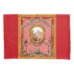 opulent 18th century baroque print happy family pillowcase