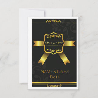 Opulent Black Damask Wedding Save the Date