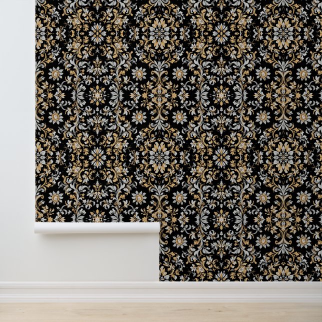 Opulent Blossom Noir Wallpaper (Application)