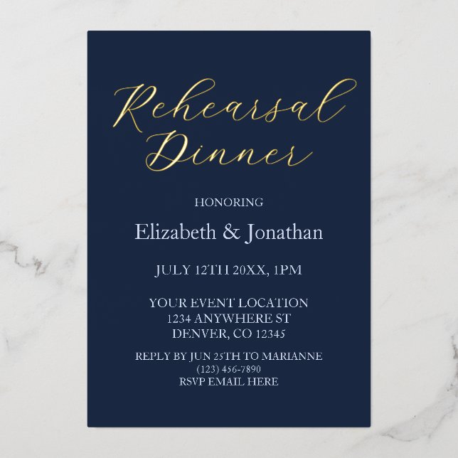 Opulent Blue Rehearsal Dinner (Front)