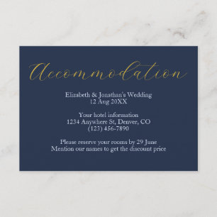 Opulent Blue Wedding Accommodation Enclosure Card