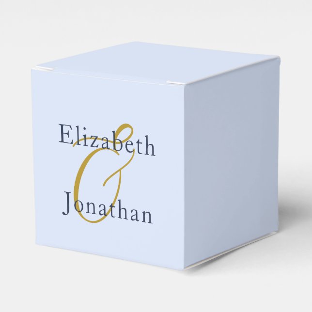Opulent Blue Wedding Favor Box (Front Side)