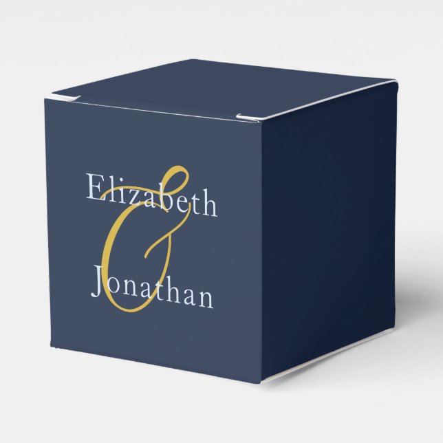 Opulent Blue Wedding Favor Box (Front Side)