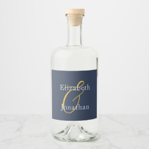 Opulent Blue Wedding Liquor Bottle Label