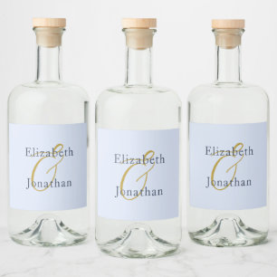 Opulent Blue Wedding Liquor Bottle Label