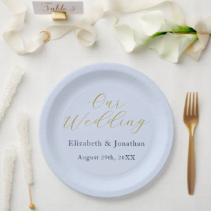 Opulent Blue Wedding Paper Plate