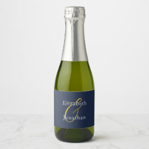 Opulent Blue Wedding Sparkling Wine Label