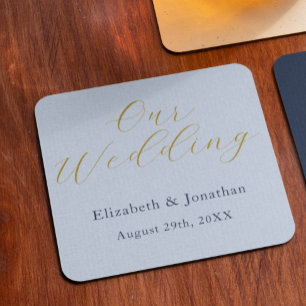 Opulent Blue Wedding Square Paper Coaster