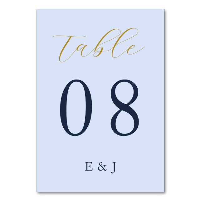 Opulent Blue Wedding Table Number (Front)