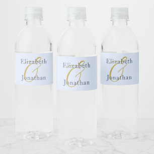 Opulent Blue Wedding Water Bottle Label