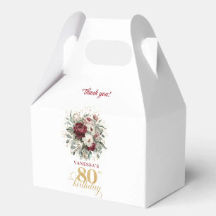 Opulent Blush Burgundy 80th Birthday Favour Boxes